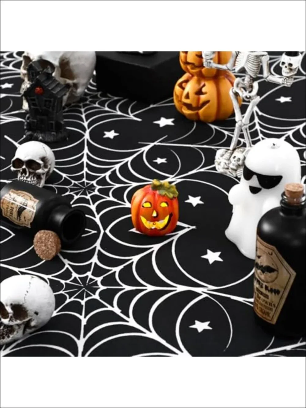 Halloween Stretch Spandex Tablecloth 2 Pc Spider Web 72x30